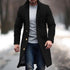 Elegant Men's Woolen Coat with Lapel Pockets - Single Breasted Long Sleeve Jacket Perfect for Autumn and Winter Casual Wear